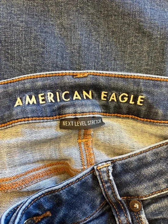 American Eagle Outfitters Women's Skinny Kick Jeans - Dark Blue Denim - Picture 2 of 5